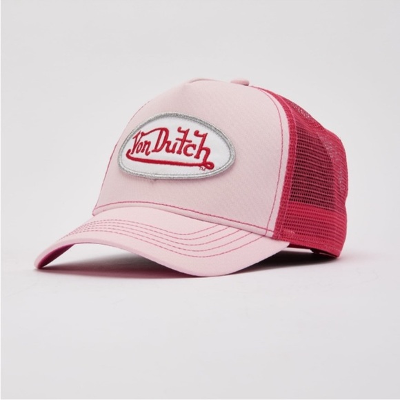 Von Dutch Kids Light Pink and Red Trucker Hat - Picture 3 of 5